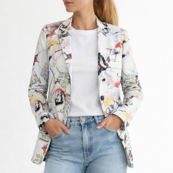 SHEIN Jackets & Blazers - NEW SHEIN Abstract White Blazer Size XS Avant Garde Streetwear Maximalism